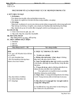 Giáo án ngữ văn 11: thực hành về lựa chọn trật tự các bộ phận trong câu