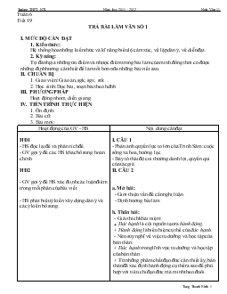 Giáo án Ngữ văn 11: Trả bài làm văn số 1