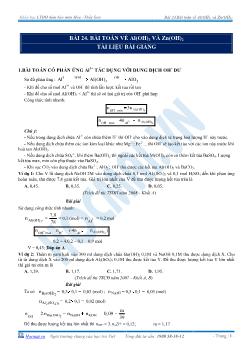 Tài liệu bài giảng bài toán về al(oh)3 và zn(oh)2