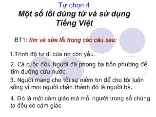 Giáo án Tự chọn: Một số lỗi dùng từ và sử dụng Tiếng Việt