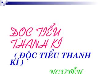 Bài giảng độc tiểu thanh kí của Nguyễn Du