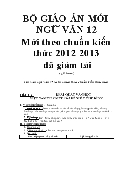 Bộ giáo án mới ngữ văn 12 mới theo chuẩn kiến thức 2012-2013 đó giảm tải