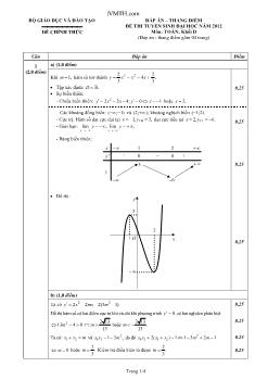 Đáp án – Thang điểm, đề thi tuyển sinh đại học năm 2012 môn: Toán, khối D
