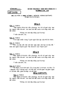 Đè dự bị thi chọn học sinh giỏi tỉnh lớp 12 năm học 2008 - 2009 môn thi: Văn 12 THPT, bảng A - Bảng B - Bảng C (Bổ túc THPT)
