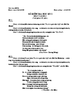 Đề kiểm tra học kỳ I môn văn lớp 12