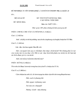 Đề minh họa tuyển sinh đại học, cao đẳng năm 2009 - Môn văn - Khối C, D