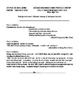 Đề thi chọn học sinh giỏi cấp trường lớp 12 THPT năm học 2009 - 2010 môn: Ngữ Văn - Trường THPT Kỳ Sơn