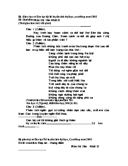 Đề thi, đáp án, thang điểm kỳ thi tuyển sinh đại học, cao đẳng năm 2003, Môn Văn - Khối D
