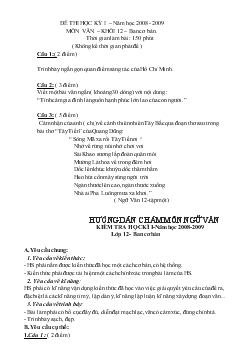 Đề thi học kỳ I – Năm học 2008 - 2009 môn Văn – Khối 12 – Ban cơ bản