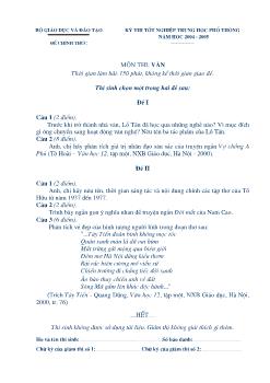 Đề thi tốt nghiệp trung học phổ thông năm học 2004 - 2005 - Môn Văn