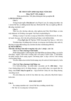 Đề thi tuyển sinh đại học năm 2013 môn: ngữ văn, khối C