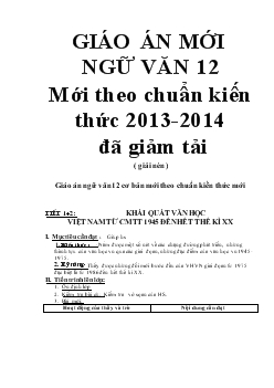 Giáo án mới ngữ văn 12 mới theo chuẩn kiến thức 2013 - 2014 đã giảm tải