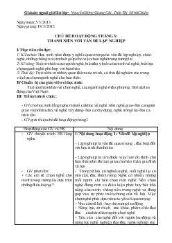 Giáo án ngoài giờ lên lớp - Chủ đề hoạt động tháng 3: Thanh niên với vân đề lập nghiệp