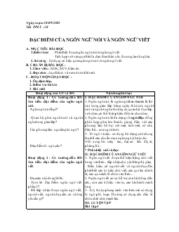 Giáo án ngữ văn 10 - Tiêt 28: Đặc điểm của ngôn ngữ nói và ngôn ngữ viết