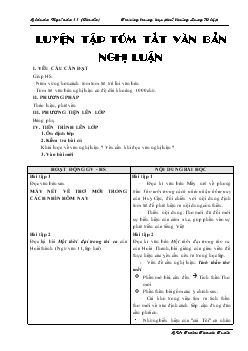 Giáo án Ngữ văn 11 (chuẩn) - Luyện tập tóm tắt văn bản nghị luận - Trường trung học phổ thông Long Hiệp