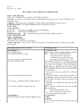 Giáo án Ngữ văn 12 - Tiết 16 bài: Nghị luận về một đoạn thơ, bài thơ