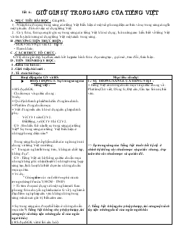 Giáo án Ngữ văn 12 - Tiết 6: Giữ gìn sự trong sáng của Tiếng Việt