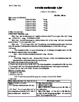 Giáo án Ngữ văn 12 - Tiết 7: Đọc văn tuyên ngôn độc lập (phần 2: tác phẩm) - Hồ chí minh
