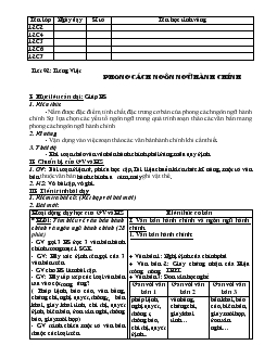 Giáo án Ngữ văn 12 - Tiết 92: tiếng Việt - Phong cách ngôn ngữ hành chính