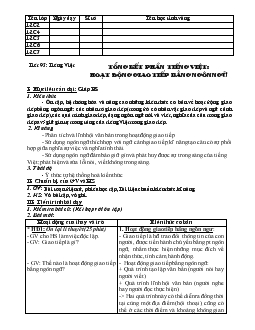 Giáo án Ngữ văn 12 - Tiết 95: tiếng Việt - Tổng kết phần tiếng việt: hoạt động giao tiếp bằng ngôn ngữ