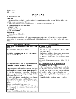 Giáo án Ngữ văn 12 - Tuần: 08, 09 - Tiết:22, 25: Việt bắc của Tố Hữu