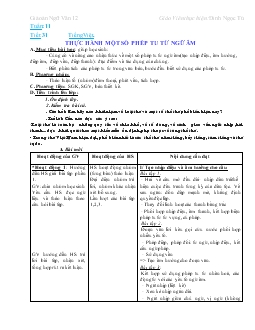 Giáo án ngữ văn 12 - Tuần 11, tiết 31: tiếng Việt - Thực hành một số phép tu từ ngữ âm
