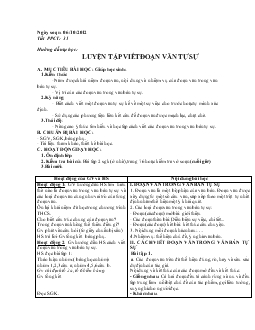 Giáo án ngữ văn 9 - Tiết 31: Luyện tập viết đoạn văn tự sự