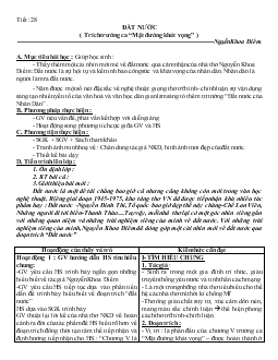 Giáo án Tiết :28 Đất nước (trích trường ca “mặt đường khát vọng”) Nguyễn Khoa Điềm