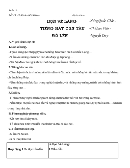 Giáo án tuần 12, tiết 34 + 35 - Bài đọc thêm: Dọn về làng (Nông Quốc Chấn), Tiếng hát con tàu (Chế Lan Viên), Đò lèn (Nguyễn Duy)