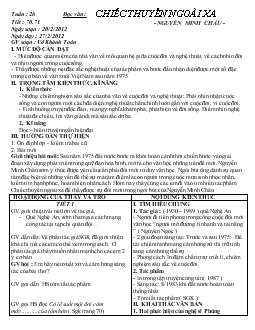 Giáo án văn 12 - Bài: Chiếc thuyền ngoài xa của Nguyễn Minh Châu (tuần 26, tiết 70 + 71)