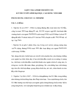 Gợi ý trả lời đề thi môn Văn kỳ thi tuyển sinh đại học, cao đẳng năm 2008