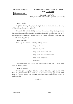 Hội thi giáo viên dạy giỏi bậc THPT chu kỳ 2011 – 2015 môn thi: Ngữ Văn