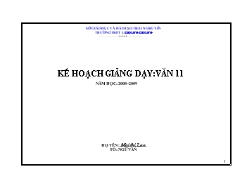 Kế hoạch giảng dạy: Văn 11 năm học: 2008 - 2009