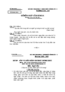 Kì thi chọn học sinh giỏi tỉnh lớp 12 năm học 2008 - 2009 - Đề môn Ngữ Văn, bảng A
