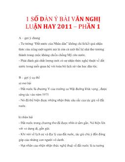 Một số dàn ý bài văn nghị luận hay 2011 – Phần 1