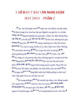 Một số dàn ý bài văn nghị luận hay 2011 – Phần 2