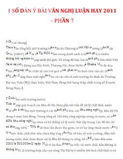 Một số dàn ý bài văn nghị luận hay 2011 – Phần 7