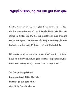 Nguyễn Bính, người lưu giữ hồn quê