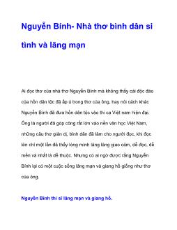 Nguyễn Bính - Nhà thơ bình dân si tình và lãng mạn