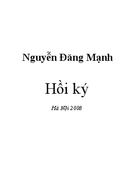 Nguyễn Đăng Mạnh, Hồi ký Hà Nội 2008