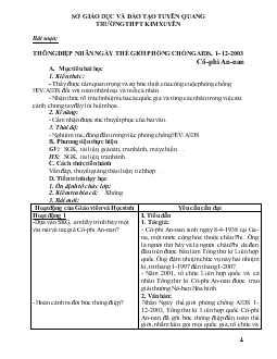 Bài soạn: Thông điệp nhân ngày thế giới phòng chống AIDS, 1- 12-2003_Cô-phi an-nan