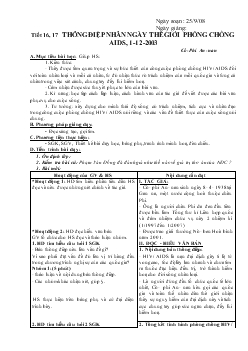 Giáo án Ngữ văn 12 - Tiết 16, 17 Thông điệp nhân ngày thế giới phòng chống AIDS, 1-12-2003