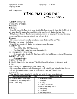 Giáo án Ngữ văn 12 - Tiết 21: đọc văn: Tiếng hát con tàu, tác giả Chế lan viên