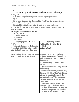 Giáo án Ngữ văn 12 - Tiết 21: Nghị luận về một ý kiến bàn về văn học - THPT Việt Yên 1 – Bắc Giang