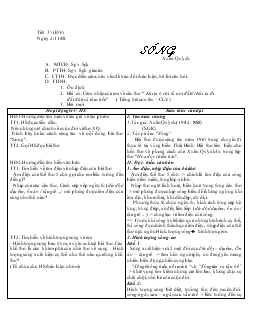 Giáo án Ngữ văn 12 - Tiết 37: Sóng, tác giả Xuân Quỳnh