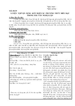 Giáo án Ngữ văn 12 - Tiết 38-39 luyện tập vận dụng kết hợp các phương thức biểu đạt trong bài văn nghị luận