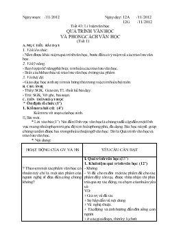 Giáo án Ngữ văn 12 - Tiết 43: Lí luận văn học quá trình văn học và phong cách văn học