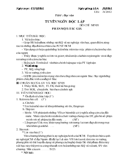 Giáo án Ngữ văn 12 - Tiêt 4 đọc văn: Tuyên ngôn độc lập của Hồ Chí Minh