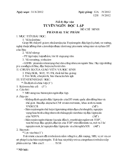 Giáo án Ngữ văn 12 - Tiết 8 Đọc văn: Tuyên ngôn độc lập - Hồ Chí Minh