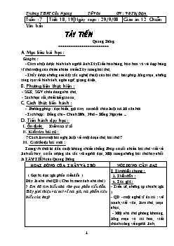 Giáo án Ngữ văn 12 - Tuần 7, tiết 18, 19: Tây tiến của Quang Dũng - Trường THPT Cầu Ngang